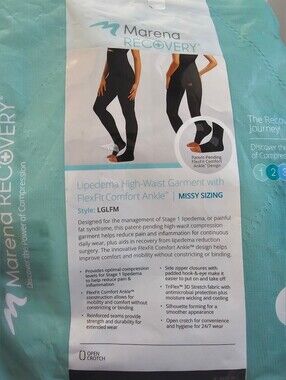 Marena Compression Lipedema Post-Surgical Girdle Style LGLFM Black Size Large